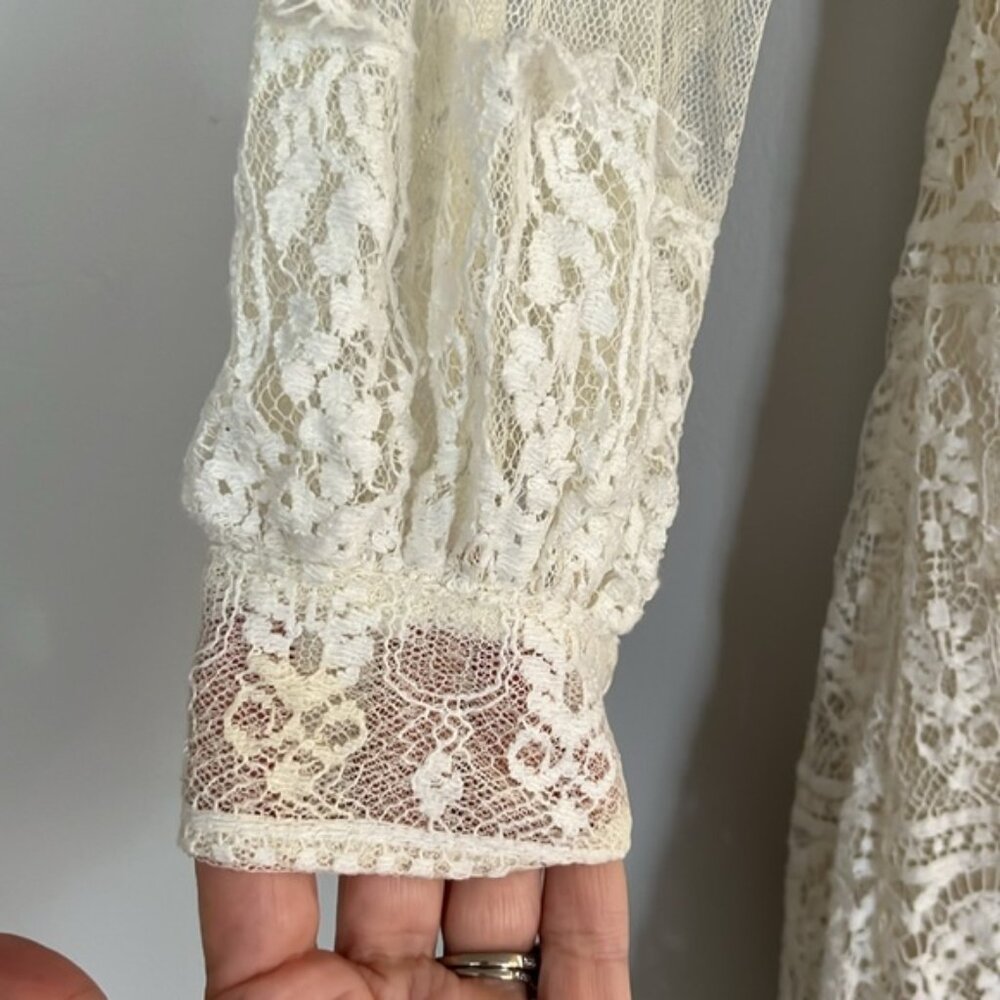 Vintage 1970βs Toutay Bar cream lace dress size XS 36 - Picture 15 of 16